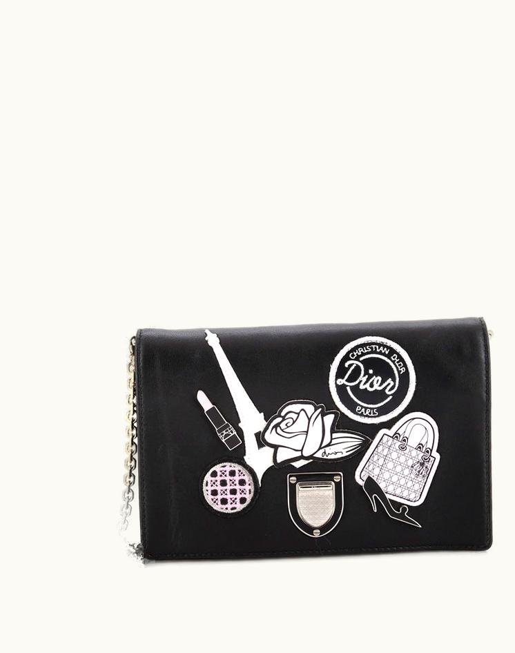 Dior Diorama Wallet On Chain Patch Embellished Leather