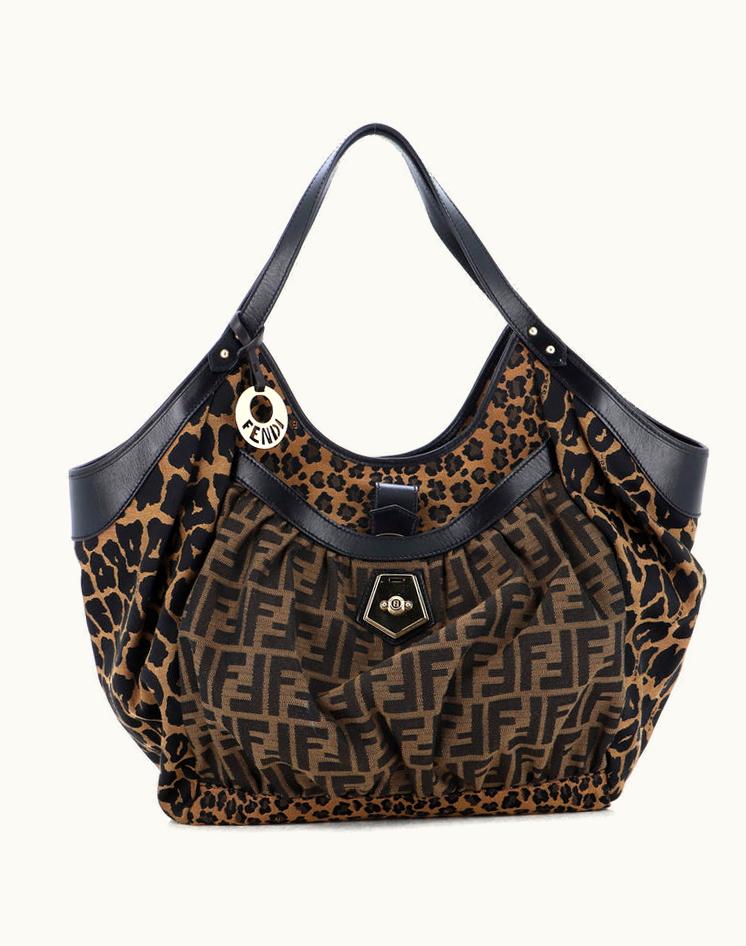 Fendi Fendi Chef Pocket Tote Printed Canvas With Zucca Canvas Large