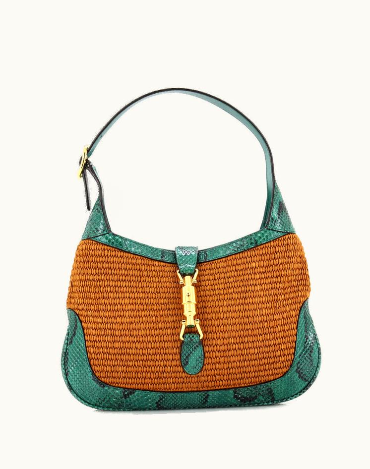 Gucci Gucci Jackie 1961 Hobo Straw With Python Small