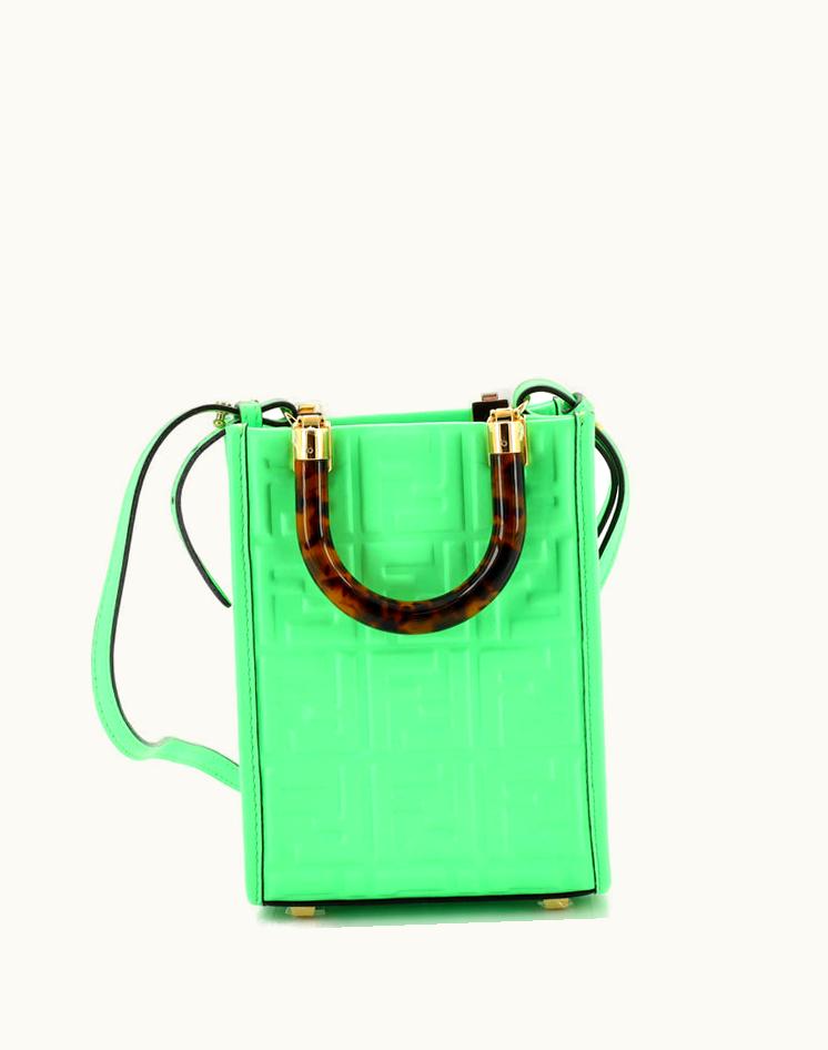 Fendi Fendi Sunshine Shopper Tote Zucca Embossed Leather Mini