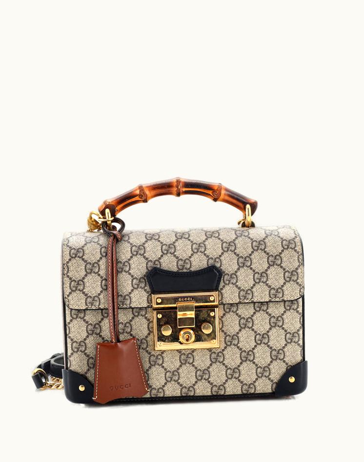 Gucci Gucci Padlock Bamboo Shoulder Bag GG Coated Canvas Small