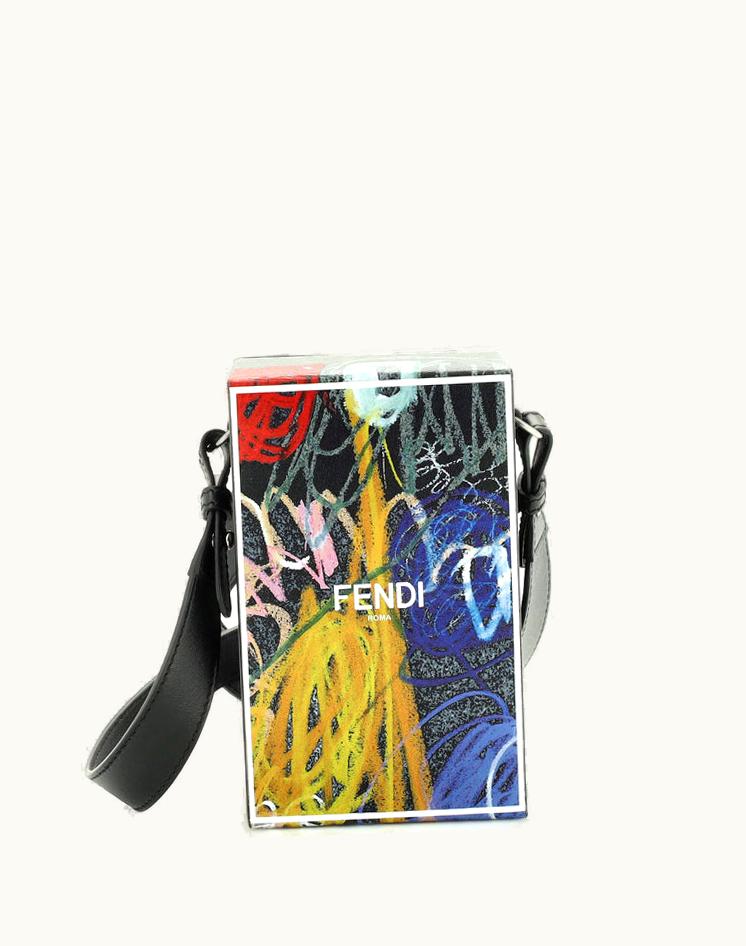 Fendi Fendi Logo Vertical Box Crossbody Bag Printed Leather