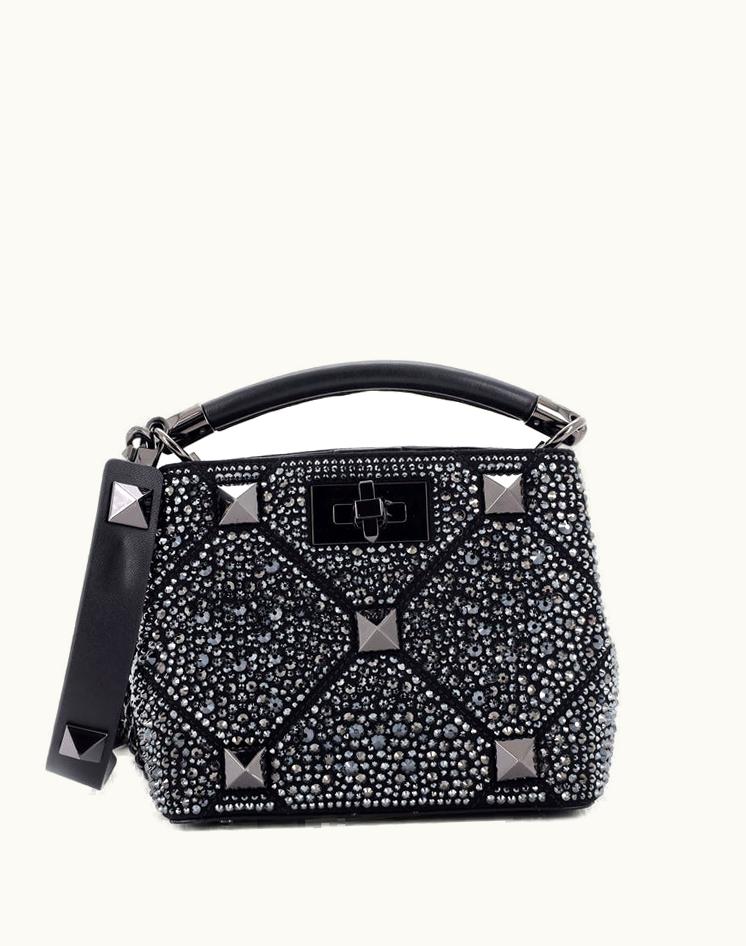 Valentino Valentino Roman Stud Top Handle Bag Embellished Suede Mini