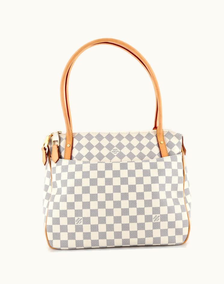 Louis Vuitton Louis Vuitton Figheri Handbag Damier PM White Coated Canvas Gold