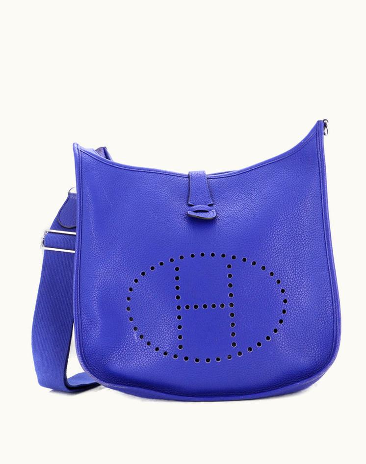 Hermès Hermès Evelyne Bag Gen III Clemence GM Leather Blue