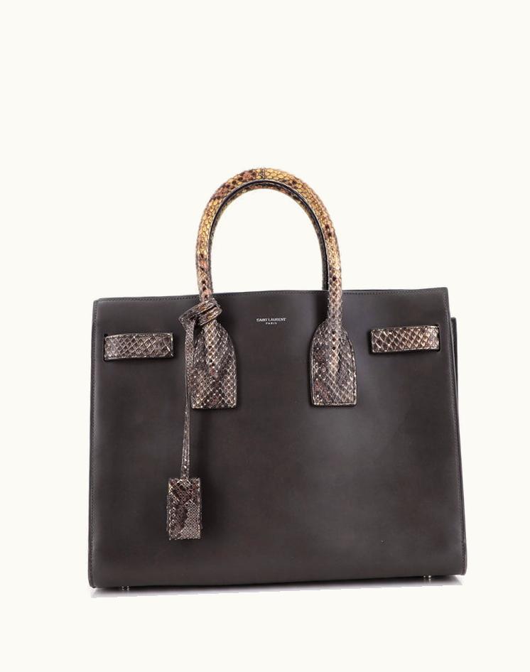 Saint Laurent Saint Laurent Sac De Jour NM Bag Leather With Python Embossed Detail Small