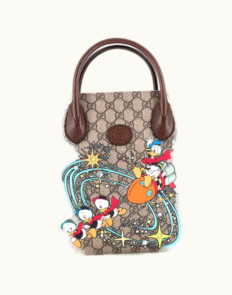 Gucci Gucci Disney Donald Duck Convertible Tote Printed GG Coated Canvas Medium