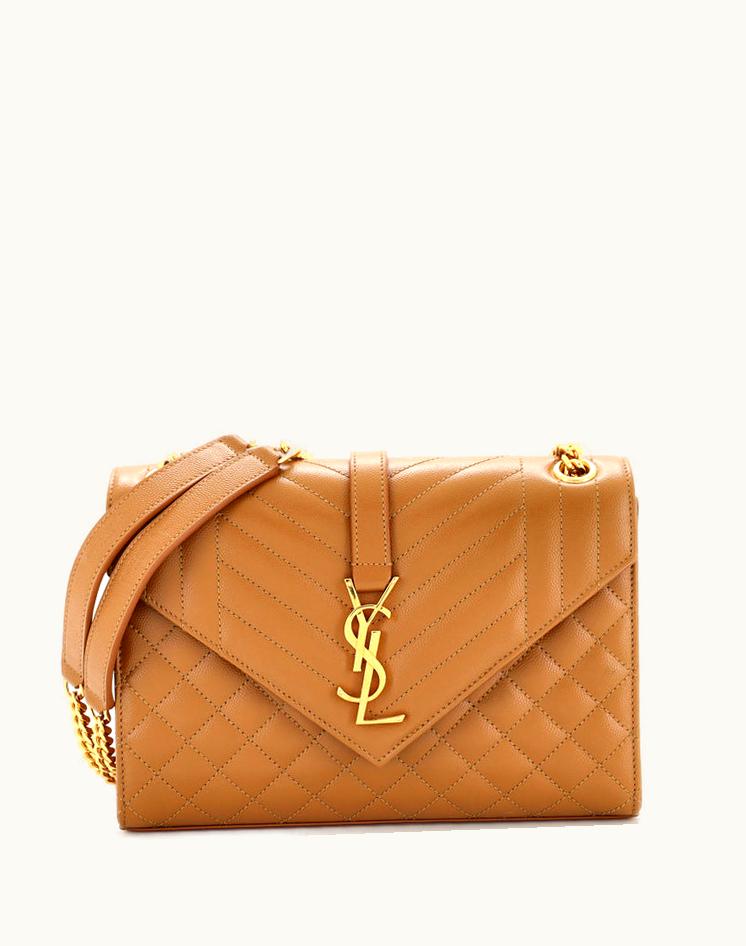 Saint Laurent Saint Laurent Classic Monogram Envelope Satchel Mixed Matelasse Leather Medium in Brown and Black