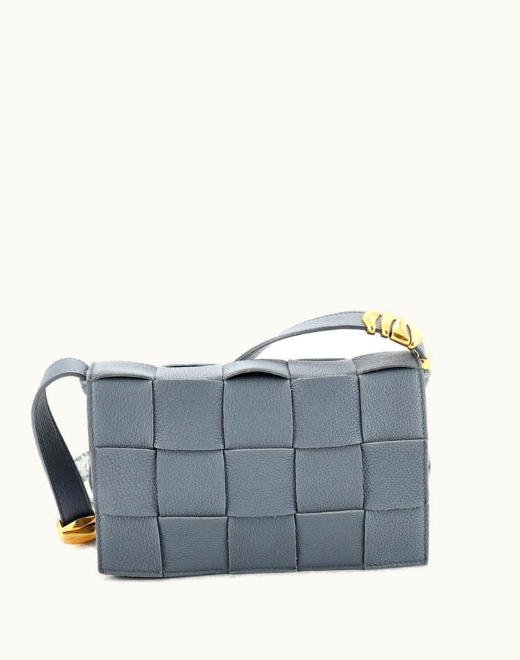 Bottega Veneta Bottega Veneta Cassette Crossbody Bag Maxi Intrecciato Grained Leather Blue