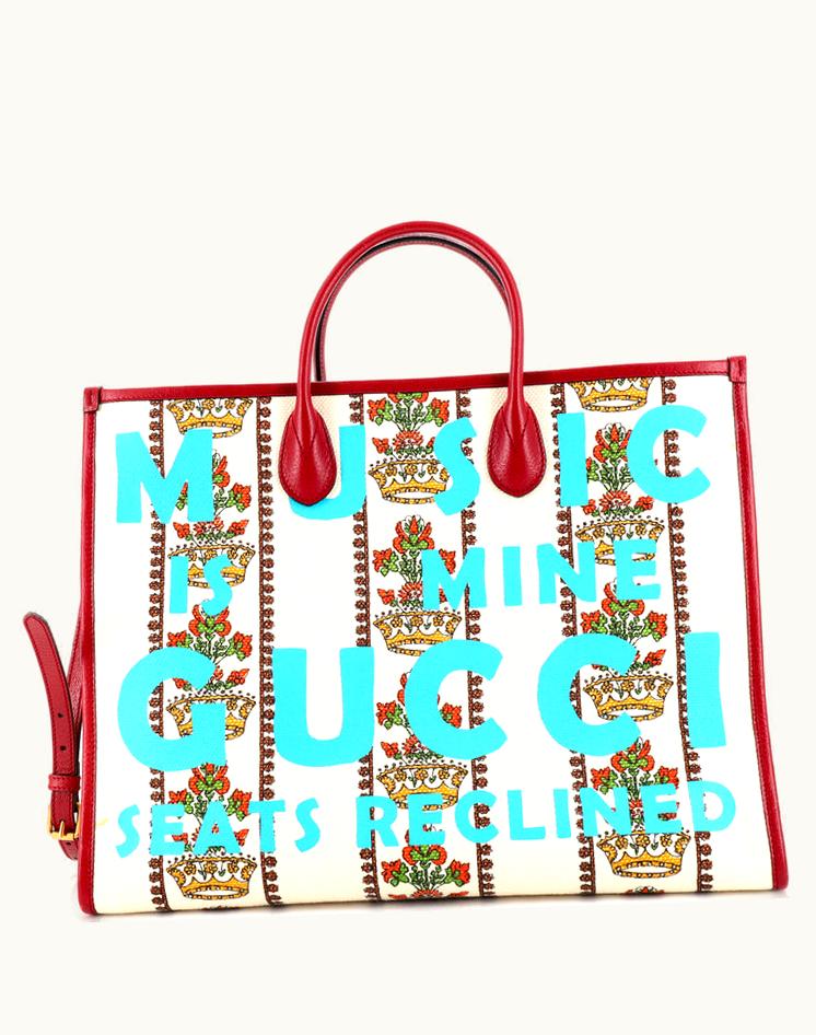 Gucci Gucci Music Is Mine 100 Tote Printed Canvas Large