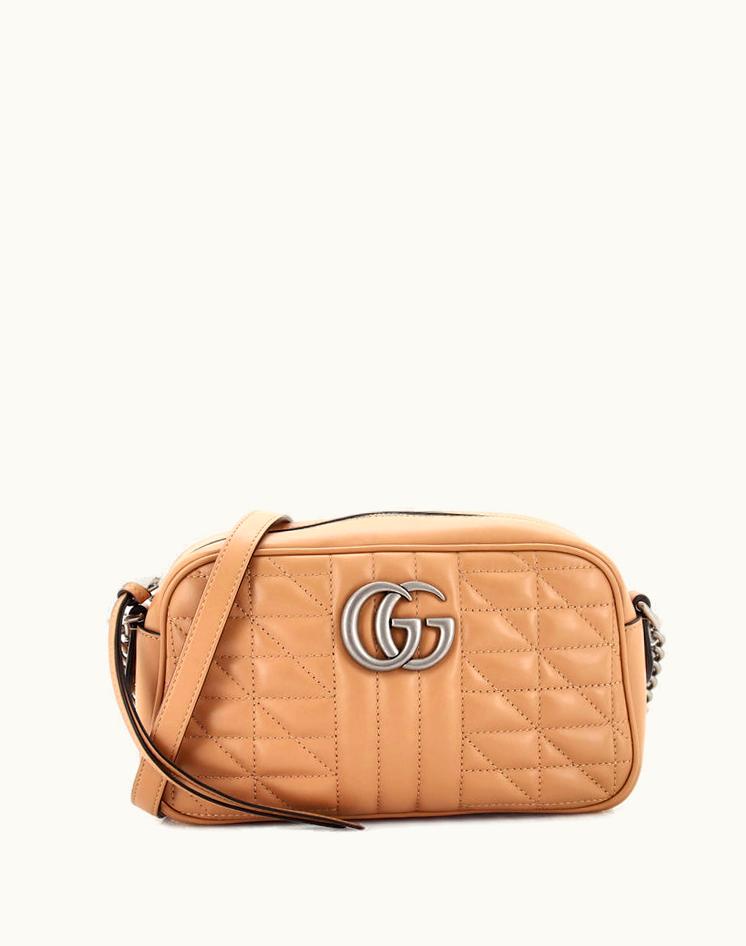 Gucci Gucci GG Marmont Shoulder Bag Mixed Matelasse Leather Small Neutral Beige
