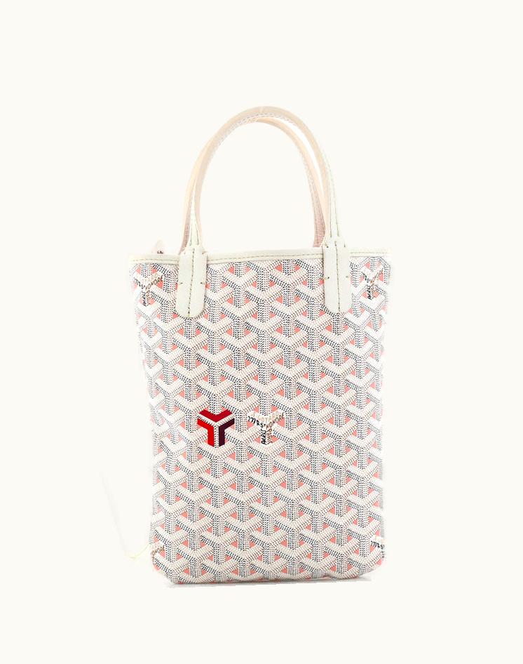 Goyard Poitiers Tote Claire Voie Coated Canvas Mini in Pink and White