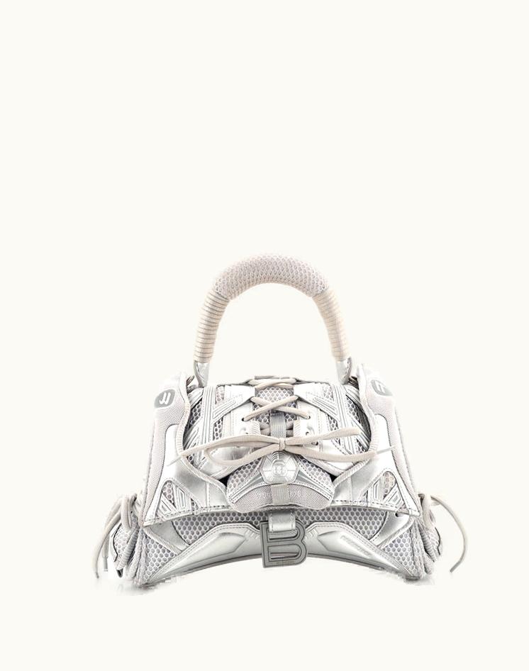 Balenciaga Balenciaga Sneakerhead Top Handle Bag Mesh And Faux Leather Small Metallic Silver