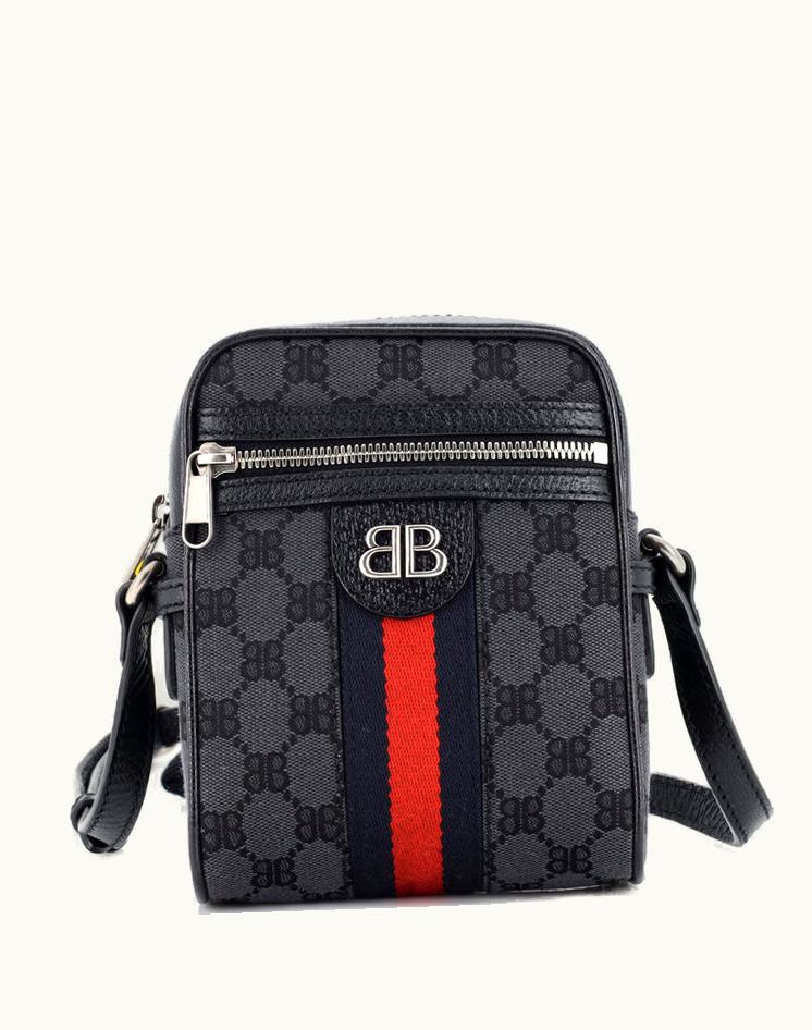 Balenciaga Balenciaga Gucci The Hacker Project Zip Messenger Bag BB Canvas Mini Black Aged Silver