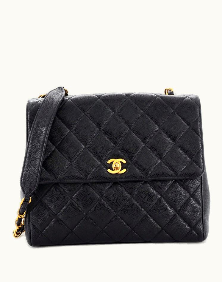 Chanel Chanel Vintage Square CC Flap Bag Quilted Caviar Small