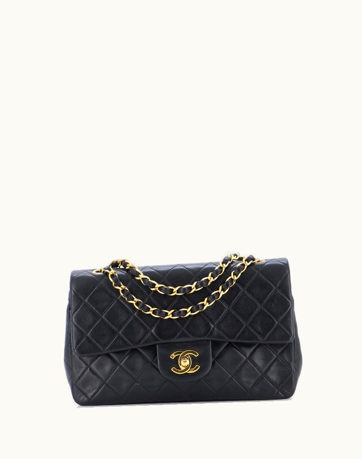 Chanel Chanel Vintage Classic Double Flap Bag Quilted Lambskin Small Black