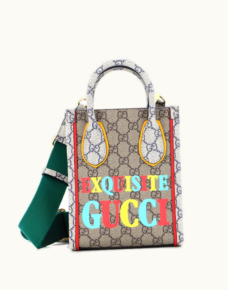 Gucci Gucci Exquisite Vertical Tote Printed GG Coated Canvas Mini