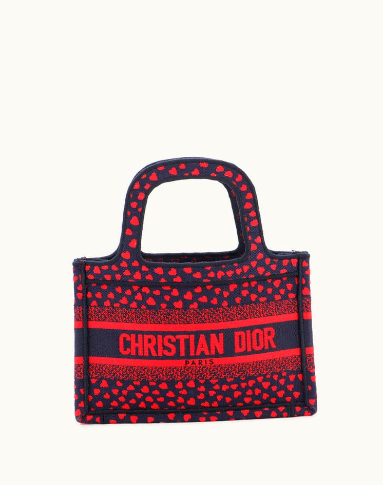 Dior Dior Book Tote I Love Paris Heart Embroidered Canvas Mini