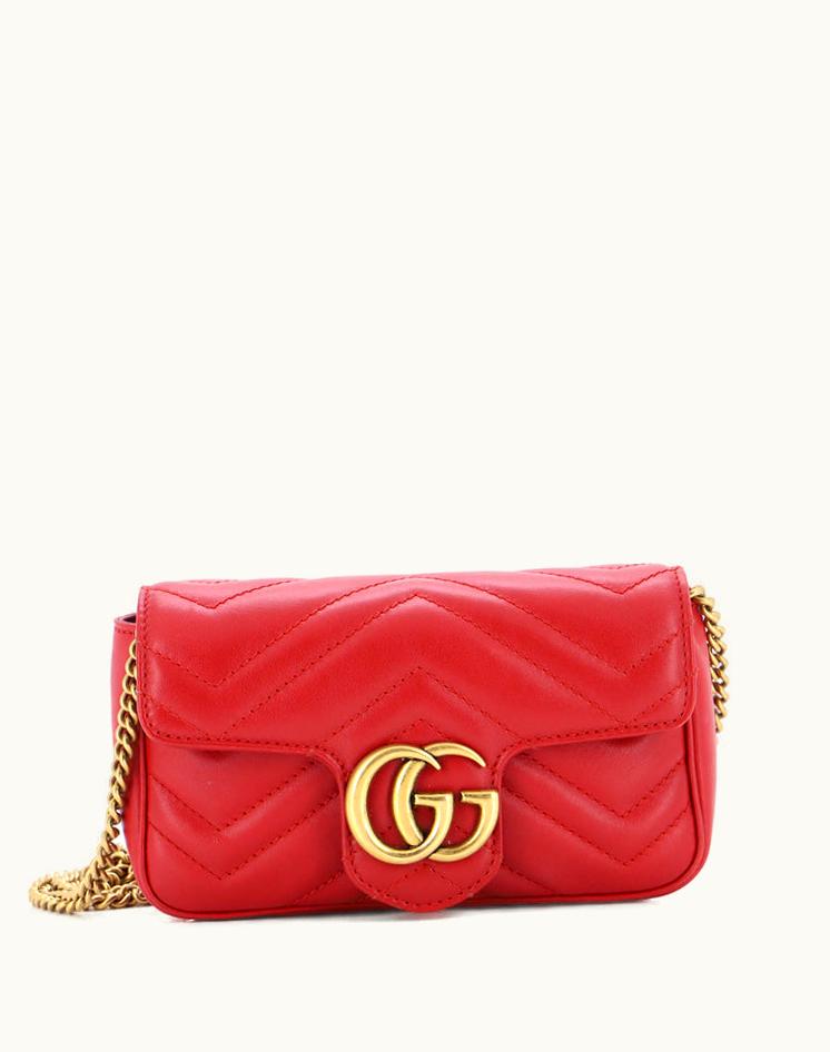 Gucci Gucci GG Marmont Flap Bag Matelasse Leather Super Mini Red