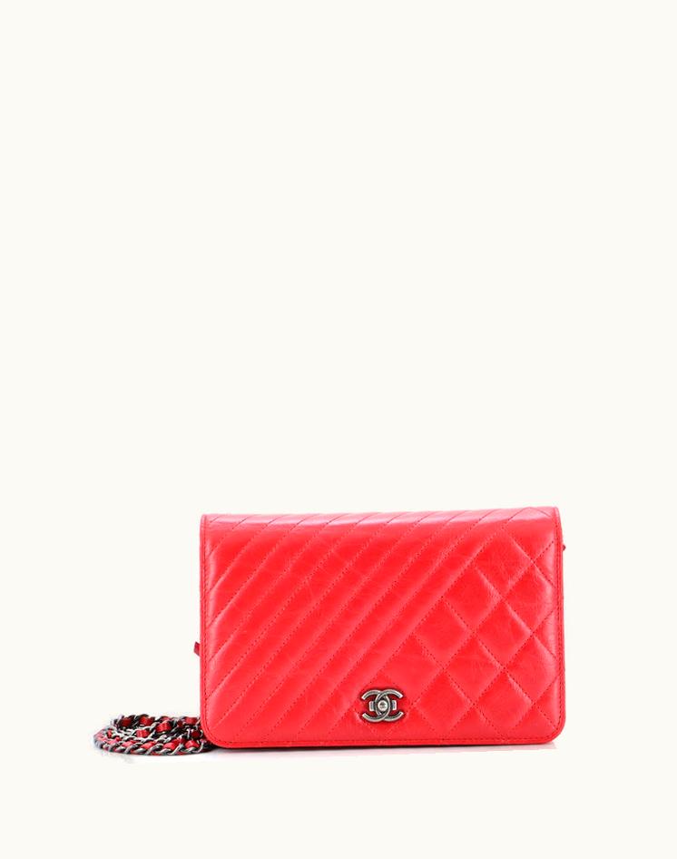 Chanel Chanel Coco Boy Wallet On Chain Quilted Aged Calfskin