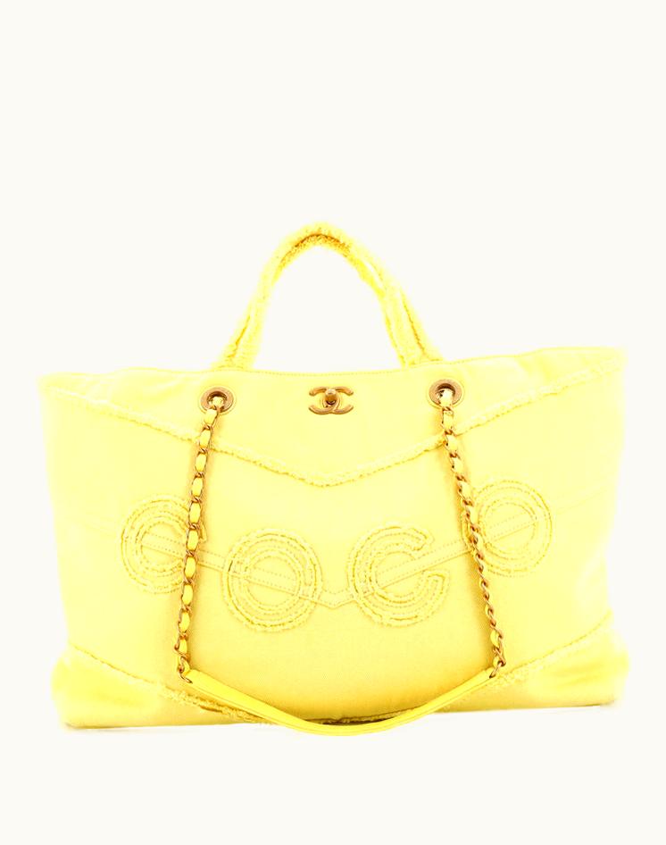 Chanel Chanel Coco Shopping Tote Fringe Chevron Denim Large