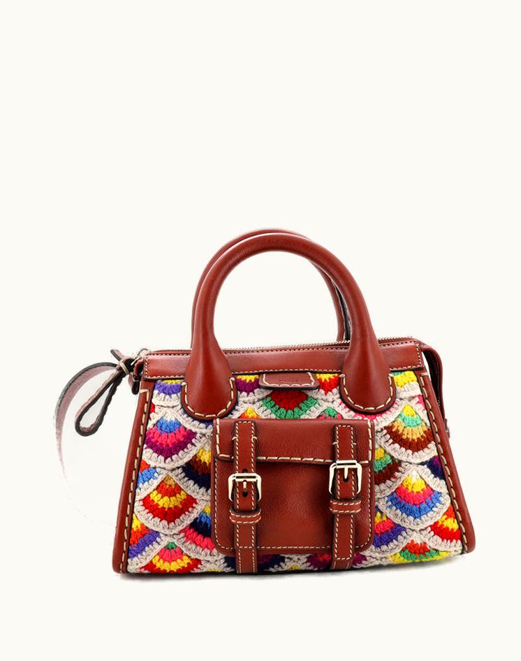Chloe Edith NM Satchel Cashmere And Wool Crochet With Leather Mini