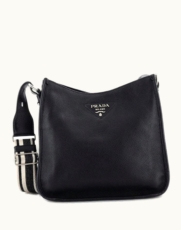 Prada Prada Logo Strap Hobo Leather Medium
