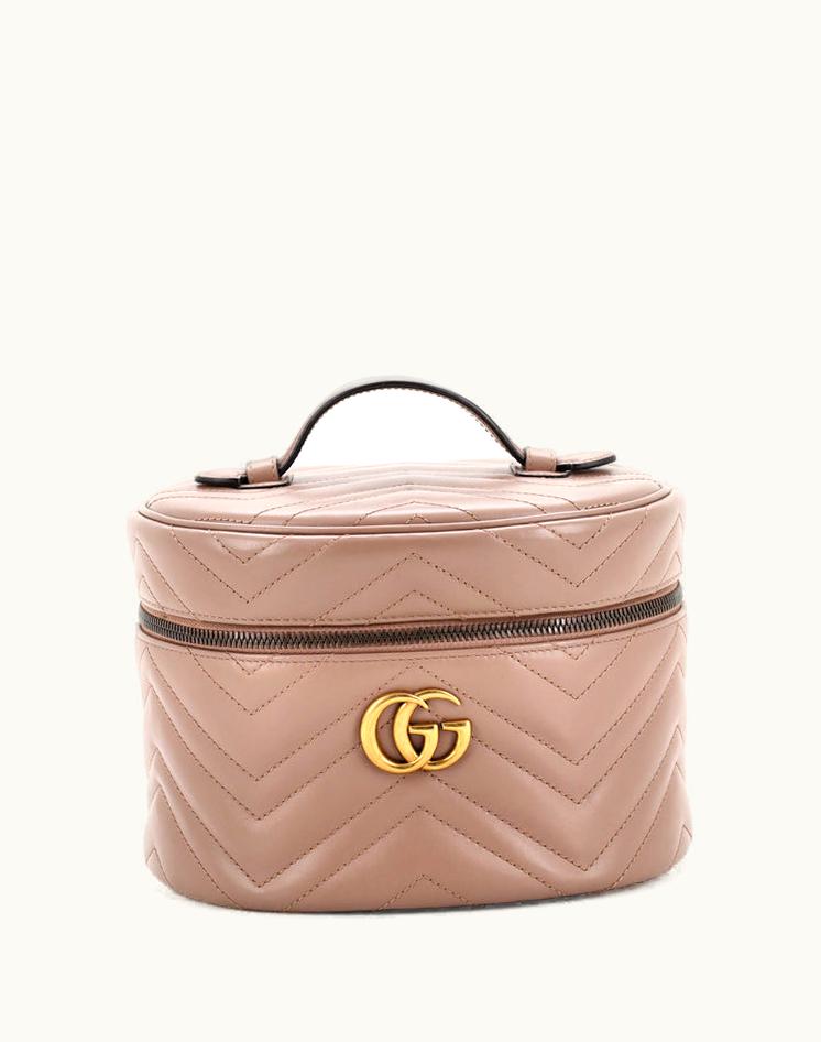 Gucci Gucci GG Marmont Top Handle Cosmetic Case Matelasse Leather Small