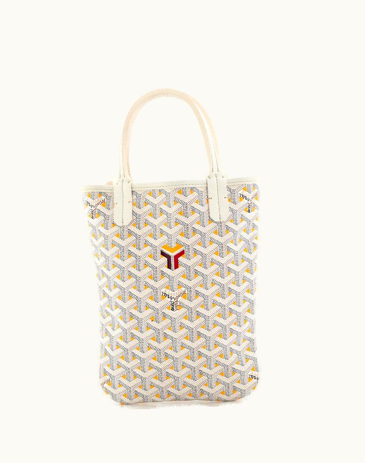 Goyard Poitiers Tote Claire Voie Coated Canvas Mini White/Yellow Silver