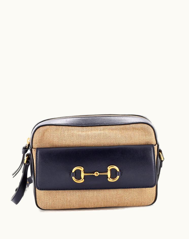 Gucci Gucci Horsebit 1955 Flap Pocket Camera Bag Canvas And Leather Small