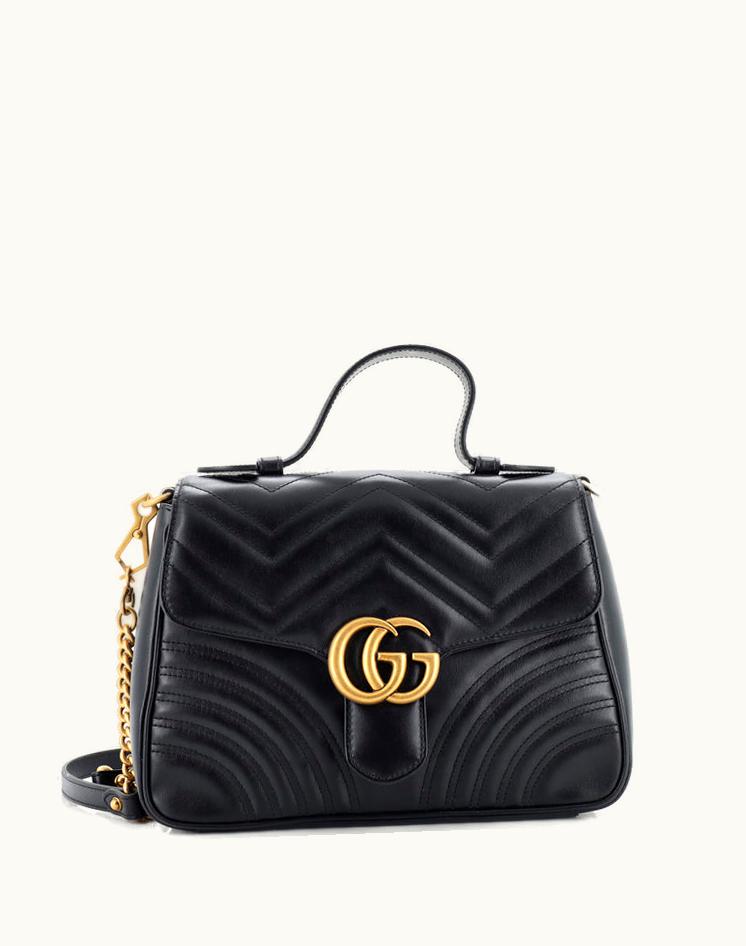 Gucci Gucci GG Marmont Top Handle Flap Bag Matelasse Leather Small