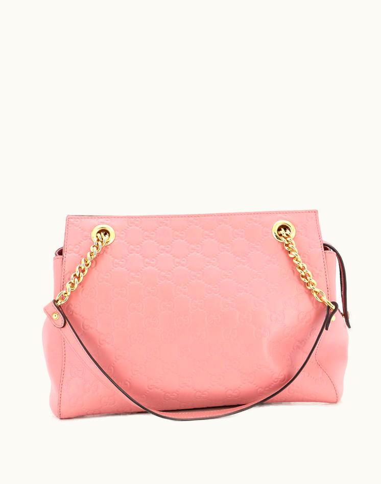 Gucci Gucci Soft Signature Shoulder Bag Guccissima Leather Medium Pink