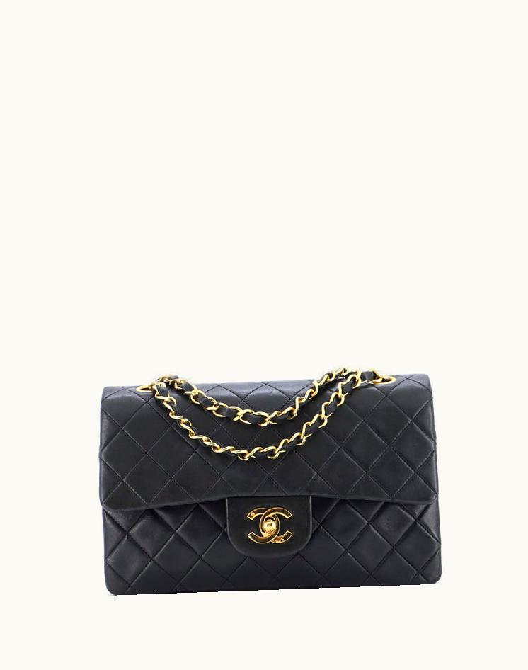 Chanel Chanel 1825967 Classic Double Flap Bag Quilted Lambskin Small Black/Red Gold