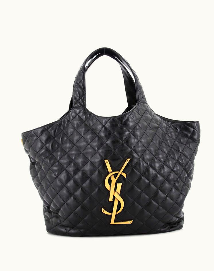 Saint Laurent Saint Laurent Icare Shopping Tote Quilted Leather Maxi in Black