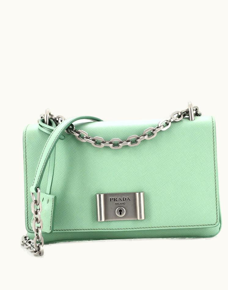 Prada Prada Lux Chain Lock Flap Bag Saffiano Leather Medium