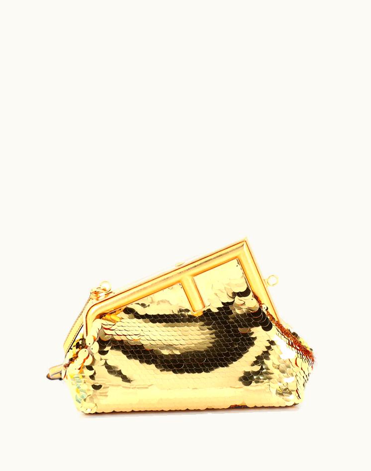 Fendi Fendi First Bag Sequins Small Gold Luxe