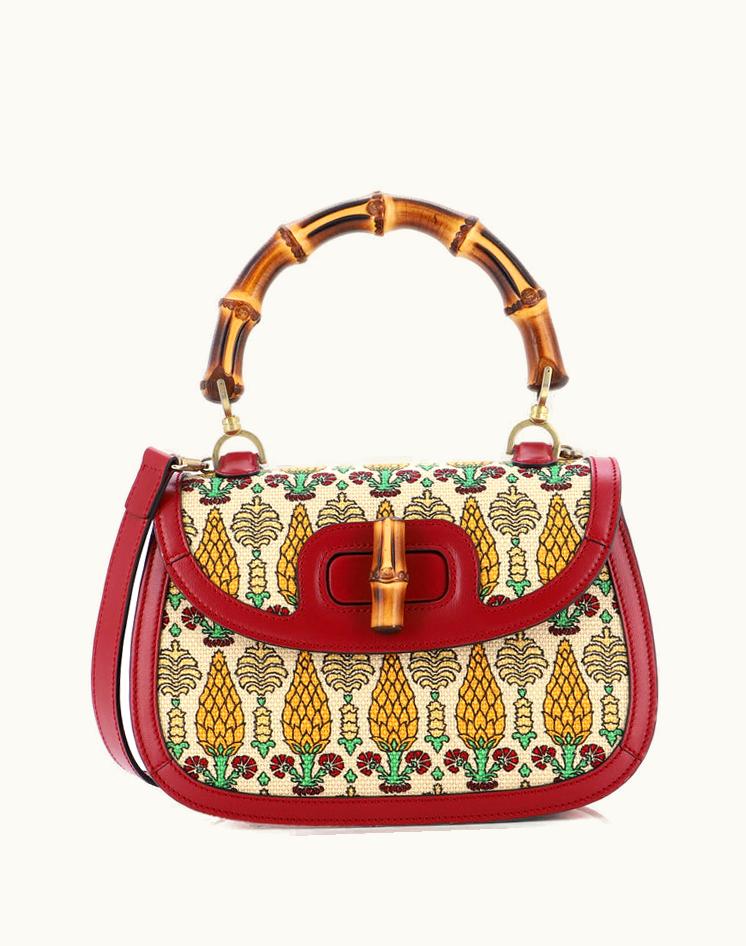 Gucci Gucci Bamboo 1947 Top Handle Bag Printed Canvas Medium