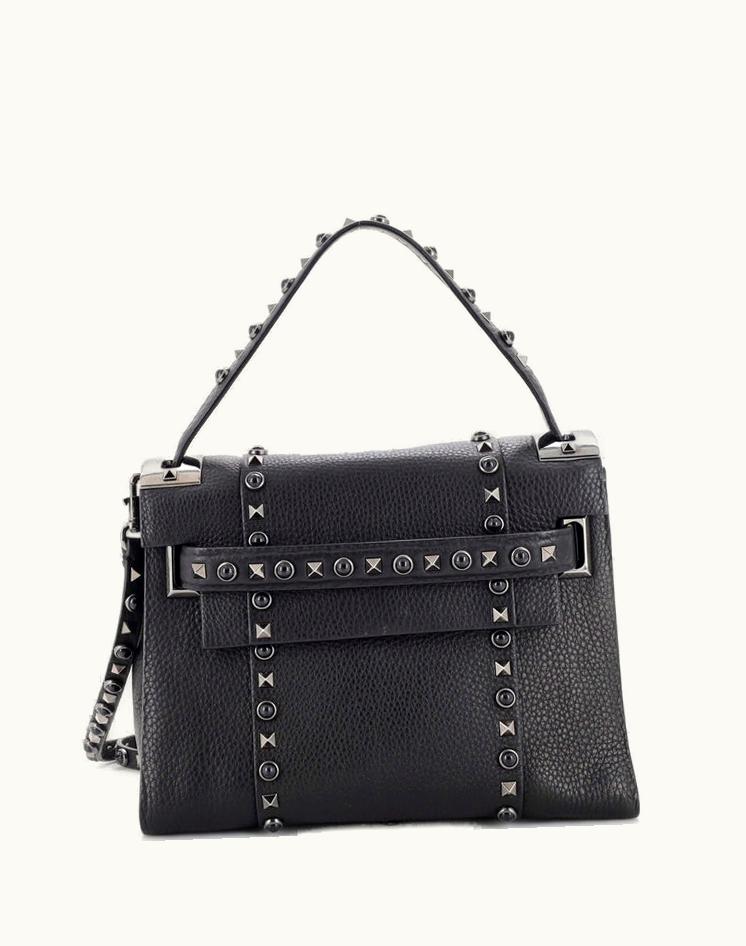 Valentino Valentino My Rockstud Rolling Satchel Leather With Cabochons Small