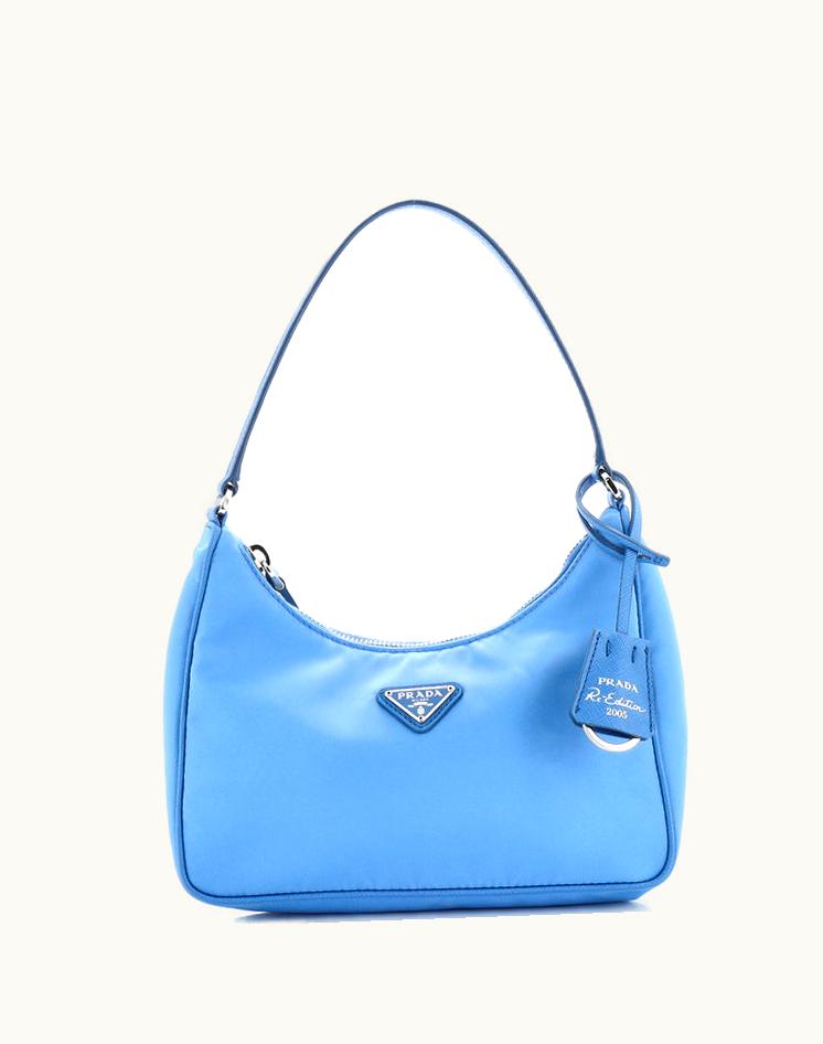 Prada Prada Re-Edition 2005 Hobo Tessuto With Saffiano Leather Mini Nylon Blue