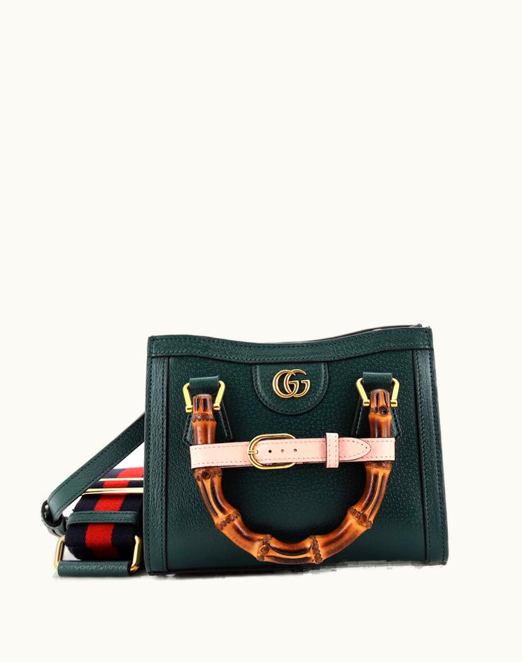 Gucci Gucci Diana NM Bamboo Handle Tote Leather Mini Green