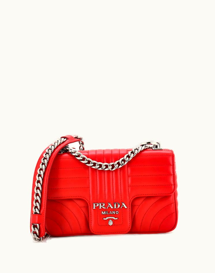 Prada Prada Chain Flap Shoulder Bag Diagramme Quilted Leather Small
