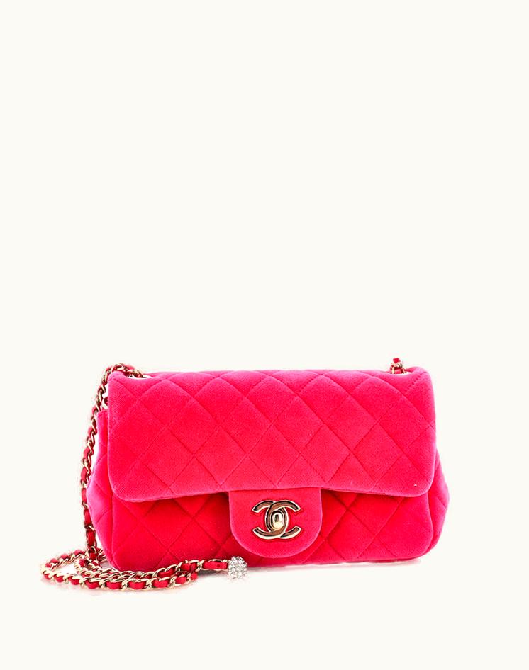 Chanel Chanel Pearl Crush Flap Bag Quilted Velvet With Crystal Detail Mini