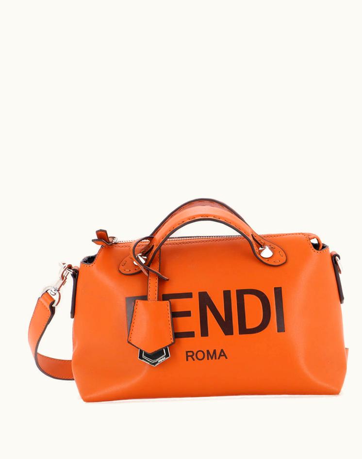 Fendi Fendi Logo By The Way Satchel Embossed Leather Small