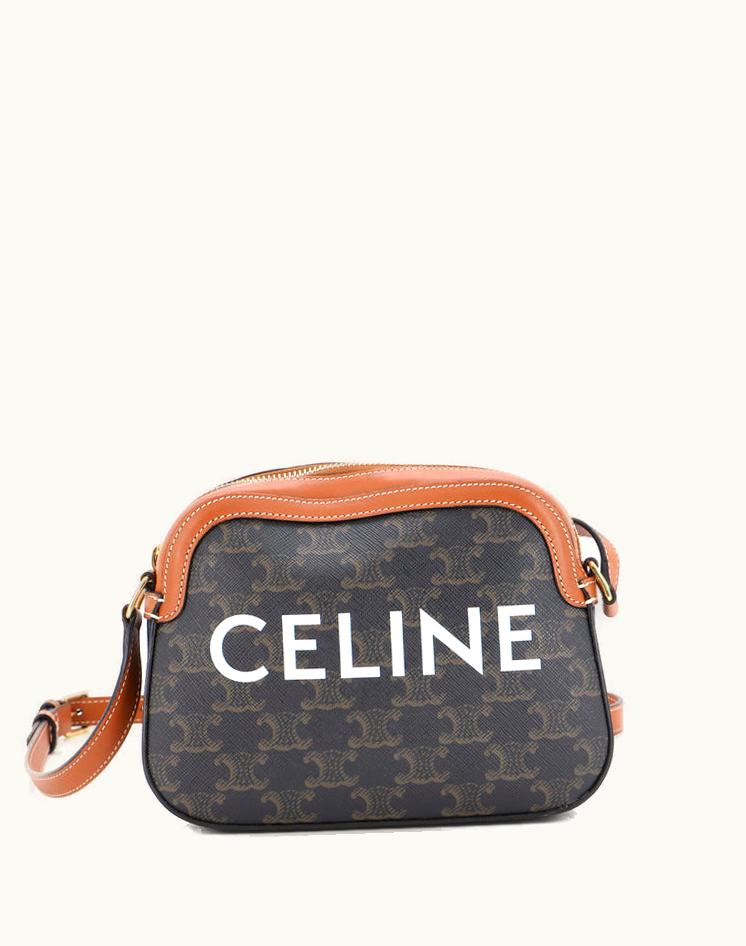 Celine Celine Logo Camera Bag Triomphe Coated Canvas Small