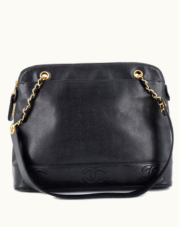 Chanel Chanel Vintage CC Logo Chain Tote Caviar Medium
