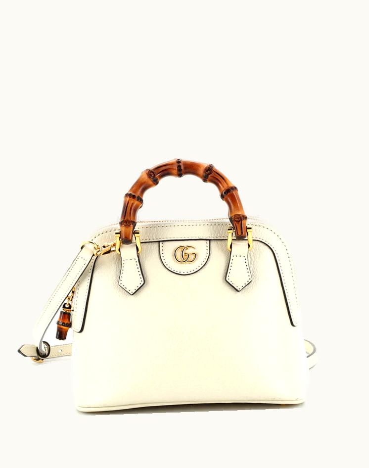 Gucci Gucci Diana NM Bamboo Dome Top Handle Bag Leather Mini Gold
