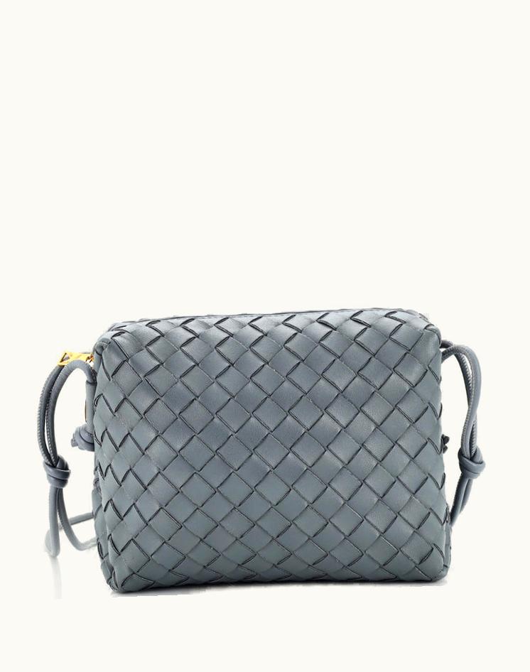 Bottega Veneta Bottega Veneta Loop Crossbody Bag Intrecciato Nappa Small Gray Leather & Suede