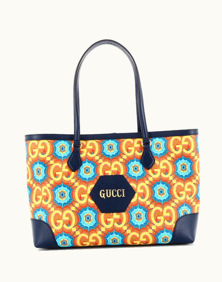 Gucci Gucci 100 Ophidia Shopping Tote Limited Edition Coated Canvas Medium Multicolor Blue Gold