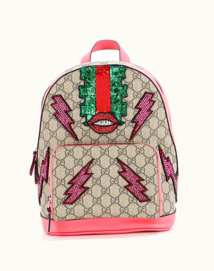 Gucci Gucci Zip Pocket Backpack Embellished GG Coated Canvas Small