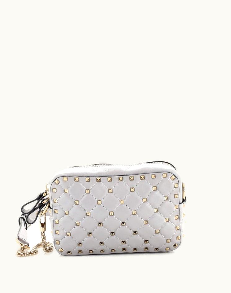 Valentino Valentino Rockstud Spike Camera Crossbody Bag Quilted Leather Small